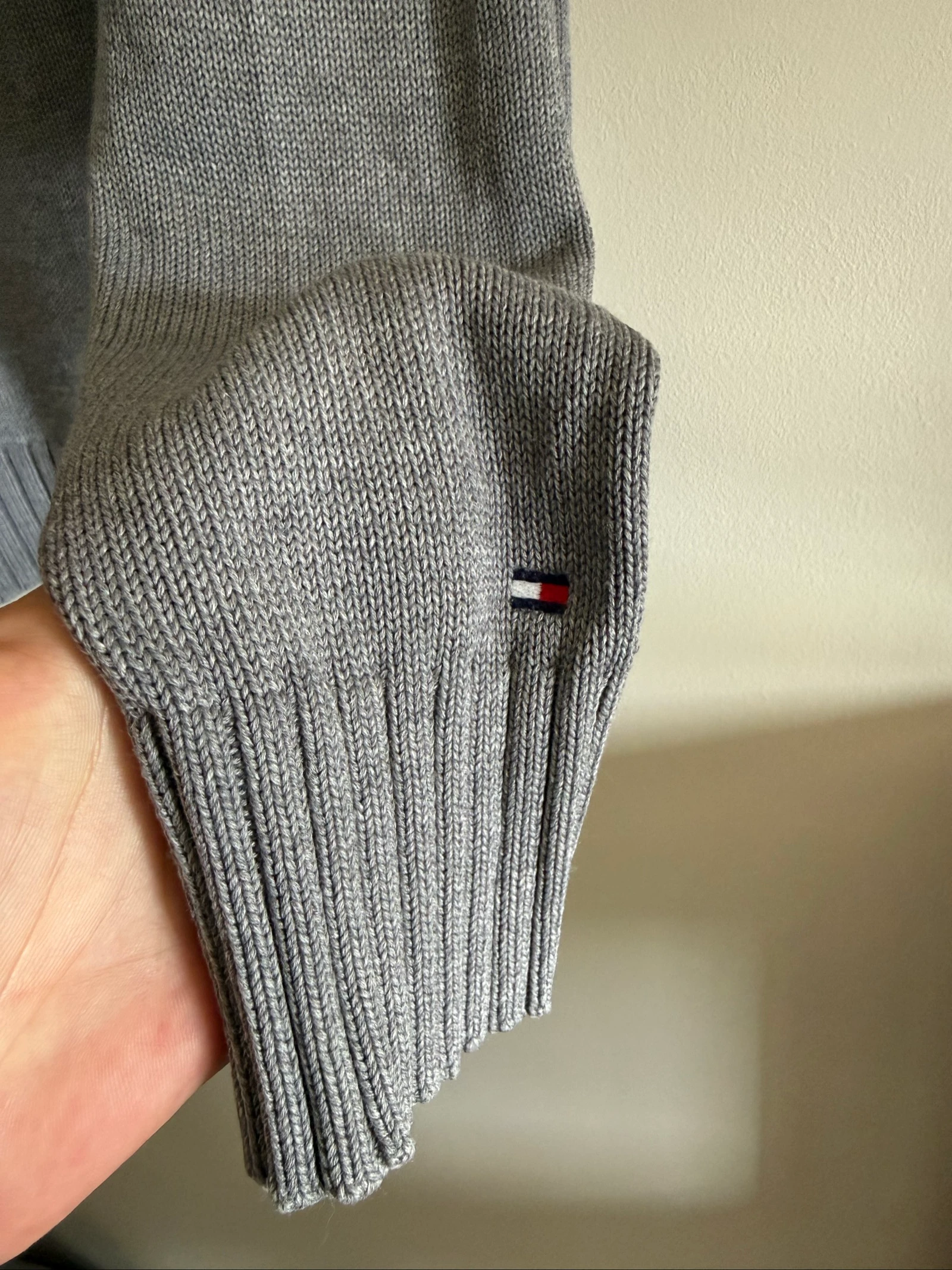 Tommy Hilfiger heren trui L grijs Pima katoen wol hoge kraag grove breisel – photo 5